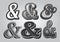 Set of stylish ampersands from different fonts