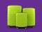 Set of stylish green suitcases for travel on purple background.