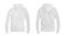 Set of stylish hoodie sweater on white background, front and back view