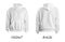 Set of stylish hoodie sweater on white background, front and back view