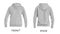 Set of stylish hoodie sweater on white background, front and back view