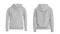 Set of stylish hoodie sweater on white, front and back view. Space for design
