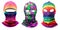 Set of stylish masks on transparent background