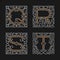 The set of stylish monogram emblem templates. Letters Q, R, S, T. Vector illustration.