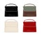 Set of stylish women`s handbags in different colours. Flat illustration