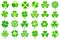 Set of stylized green Patricks leaf clover