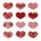 Set of Stylized hand-drawn Scribble Hearts Icons. Childlike, Den