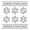 Set of stylized logos of a Jewish star consisting of triangles.