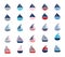 Set of stylized vector boats