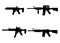 Set of submachine military gun and rifle, icon self defence automatic weapon concept black simple vector illustration, isolated on