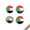 Set of SUDAN flags round badges