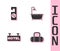 Set Suitcase, Please do not disturb, Signboard with text Hotel and Bathtub shower icon. Vector