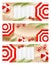 Set of summer beach horizontal banners with sun umbrella, sunglasses, sea star, ball, towel and palm leaves on sand