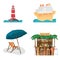 Set of summer beach objects. Summer Holidays.