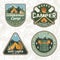 Set of Summer camp patches. Vector. Concept for shirt, stamp, apparel or tee. Vintage design with lantern, pocket knife