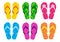 Set of summer flip flops. Vector illustration