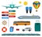 Set of summer holidays transport items vector illustration isolated