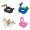 Set of summer inflatable toys. isolated swimming rings in the shape of animals