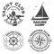 Set of summer sailing camp badge. Vector. Concept for shirt, stamp or tee. Vintage typography design with black sea