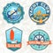 Set of summer sailing camp patches. Vector. Concept for shirt, stamp or tee. Vintage typography design with sea anchors