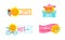 Set of Summer Sale Banners with Cute Cartoon Sun Characters. Kawaii Personage Hot Offer, Summertime Vacation