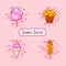 Set of summer snacks: corn dog, ice cream, cotton candy, cake. Vector icons for fast food. Thin line flat design