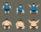 Set of sumo wrestlers in different poses.