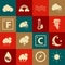 Set Sun, Moon and stars, Tornado, Waves, Windy weather, Fahrenheit, Cloud and Thermometer icon. Vector