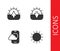 Set Sun, Sunrise, Weather forecast app and Sunset icon. Vector