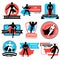 Set Of Superhero Emblems And Stickers