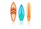 Set surfboard colorful . Sea extreme sport pattern. Vector illustration isolated