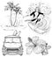Set of Surfing Design beach style sketches
