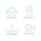 Set of surfing icons. Surf icons in thin line design. Surfing boards design elements