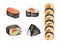 Set of Sushi. Japanese foods. Watercolor illustration