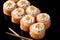 Set of sushi rolls of fresh fish salmon trout with cheese Phila