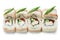 Set of sushi rolls isolated at white