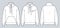 Set of Sweatshirt technical fashion illustration. Roll Neck Sweatshirt fashion flat technical drawing template, zip-up, pocket,