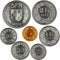 Set of swiss money Francs coins