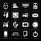 Set of Switch, Notebook, Smartphone, Rewind, Muted, Speaker, Exit, Television, Locked icons