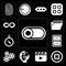Set of Switch, Stop, Video player, Worldwide, Settings, Archive, Compass, Folder, Infinity, editable icon pack