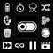 Set of Switch, Video player, Pause, Infinity, Fast forward, Volume control, Garbage, Settings, Worldwide, editable icon pack