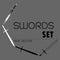 Set of Sword isolated, Military sword ancient weapon design, weapon silhouette,vector