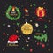 Set of symbols of Christmas and new year. Cartoon drawings.