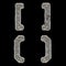 Set of symbols left and right square bracket, left and right parentheses made of industrial metal on black background 3d