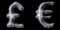 Set of symbols lira and euro made of forged metal isolated on black background. 3d