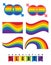 A set of symbols with rainbow for LGBT, gay, lesbian, transgender, non-traditional relationships.