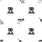 Set Syringe, Pistol or gun and Kidnaping on seamless pattern. Vector