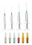 Set of syringes and ampoules. Medical and health care. Vector