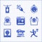 Set System bug, Car theft, Murder, Thief surrendering hands up, Wanted poster, mask, and Money laundering icon. Vector