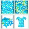 Set for t-shirt design seamless pattern of forget-me-alpine fl